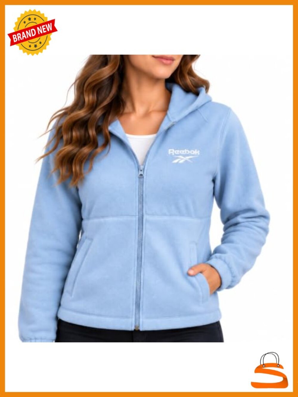 Reebok Fleece Jacket Midweight Hooded Zip Up with Pockets